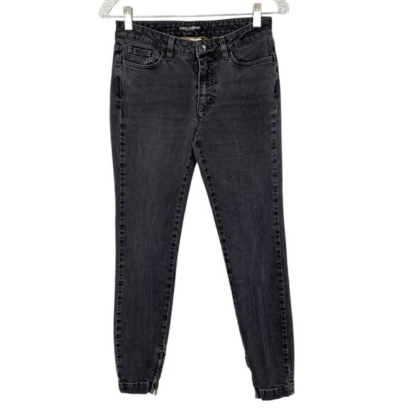 Dolce & Gabbana Womens Audrey Black Skinny Jeans Zip Ankle size IT 40 US 4 - Picture 1 of 13